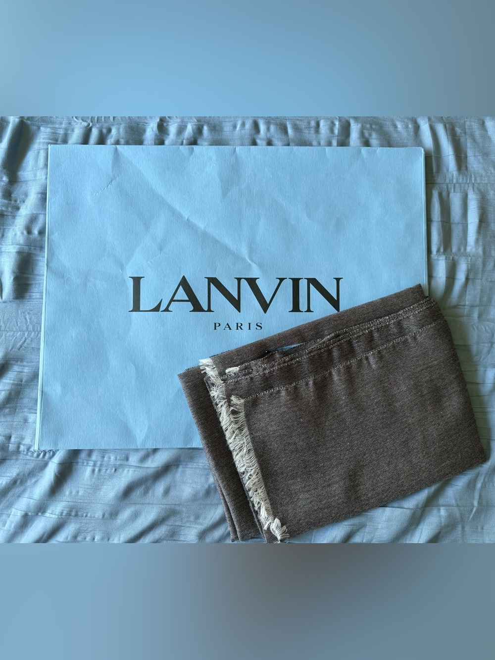 Lanvin Unisex Brown Fringe Trim Scarf